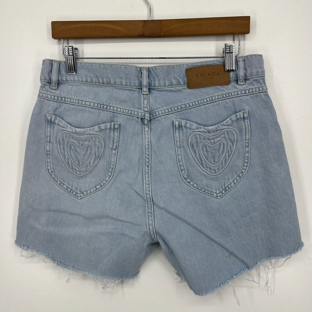 Escada Sport Denim Shorts Women's Size 38 EU Blue High Rise Cutoff Vtg